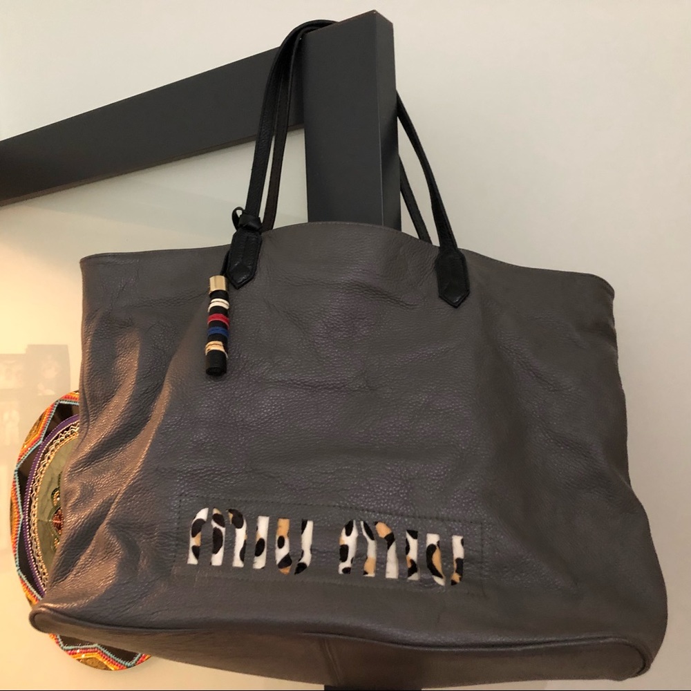 Gorgeous Miu Miu large grey leather Tote!!!